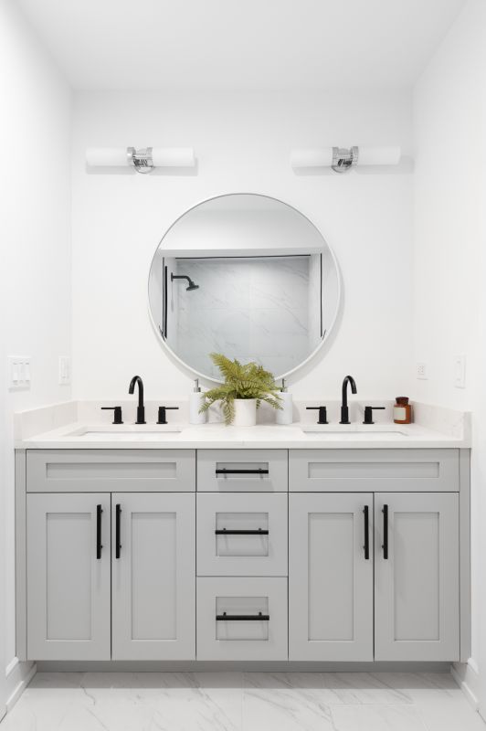 Contemporary vanity with sleek fixtures