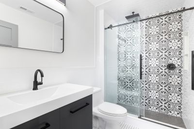 Small Bathroom Shower with Sliding Door